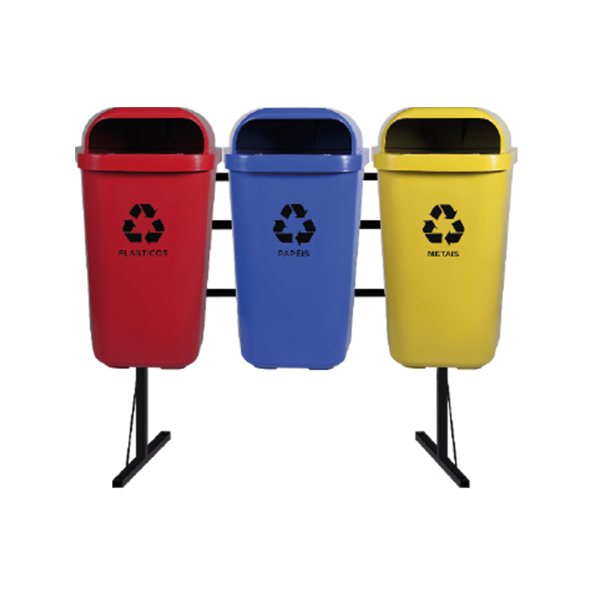 Conjunto 3 Lixeiras Seletivas 50 Litros